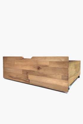 Fa franciaágy 140 cm ágyneműtartóval tölgyfa tárolófiókokkal